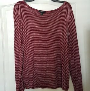 Dark red and white strip long sleeve